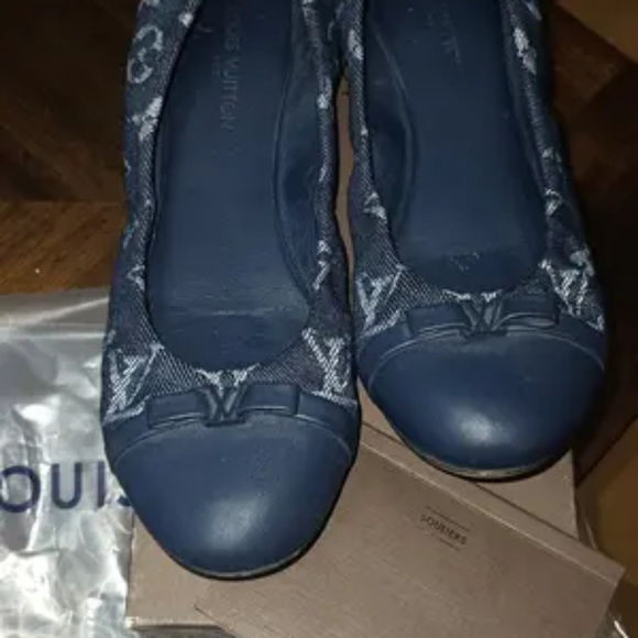 Louis Vuitton Elsa Monogram Denim Ballet Flats, 37.5 - Picture 1 of 10